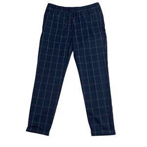 H&M PANTS BUSINESS CASUAL PULL ON POCKETS WINDOW PANE SIZE M SLIM FIT BLACK